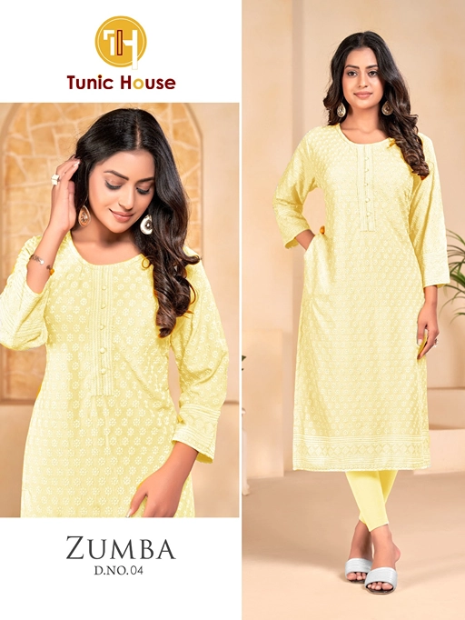 Tunic House Zumba Chikankari Straight Kurti Wholesale - Image 3
