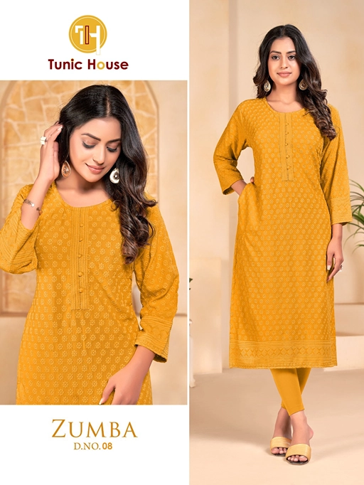 Tunic House Zumba Chikankari Straight Kurti Wholesale - Image 2