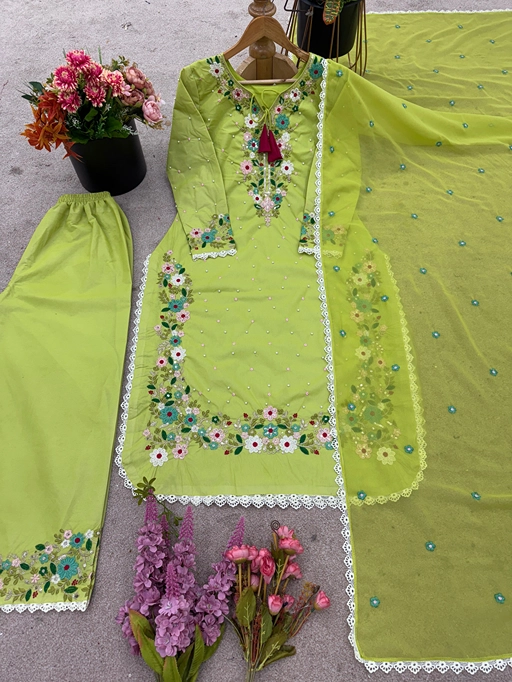 NSR-862 Sequin Elegance Georgette Embroidered Palazzo Set - Image 2