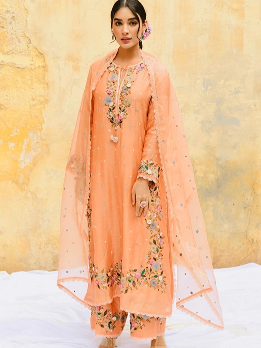 NSR-862 Sequin Elegance  Georgette Embroidered Palazzo Set