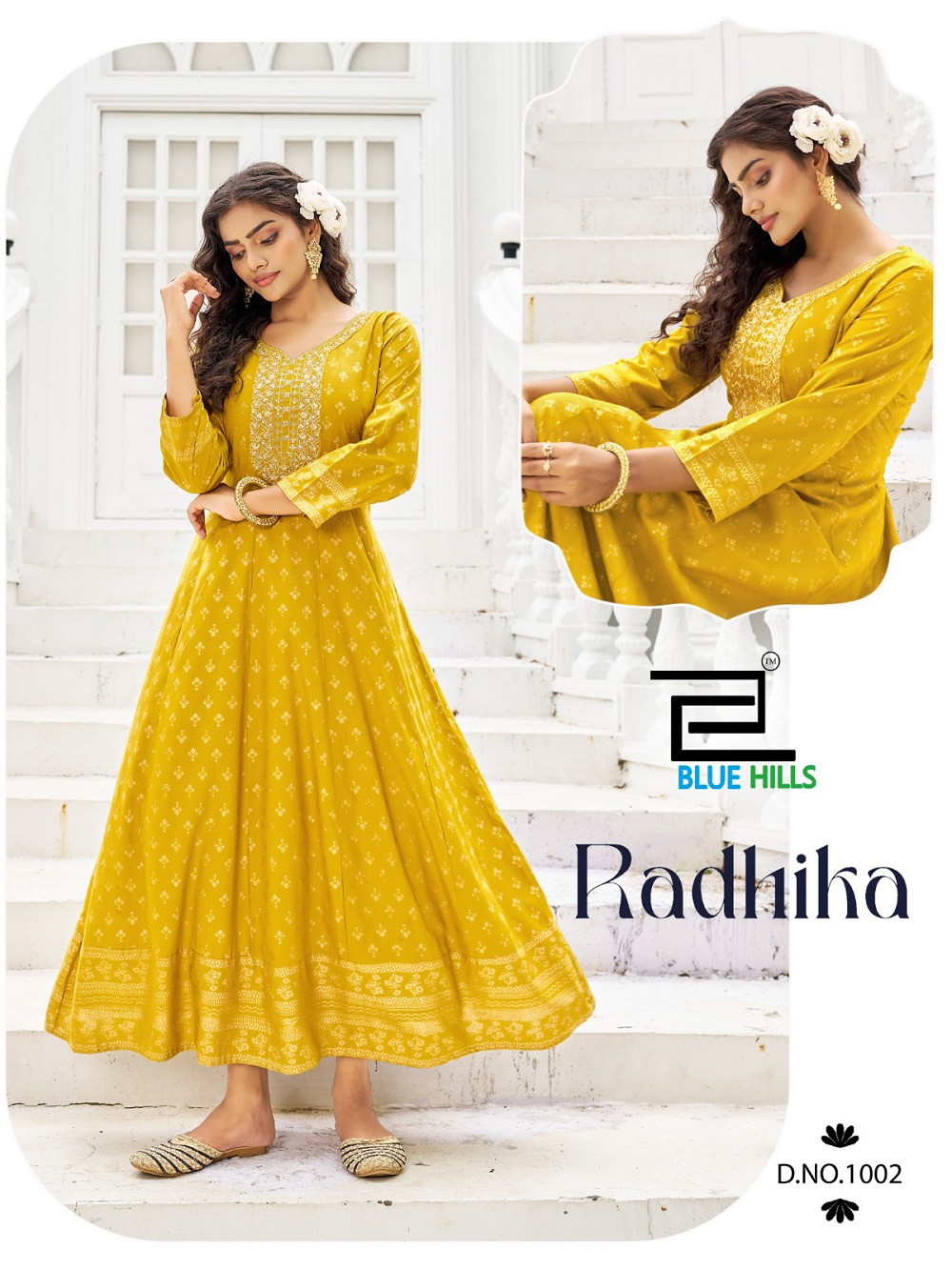 Blue Hills Radhika Rayon Foil Printed Anarkali Kurtis Catalog - Image 4