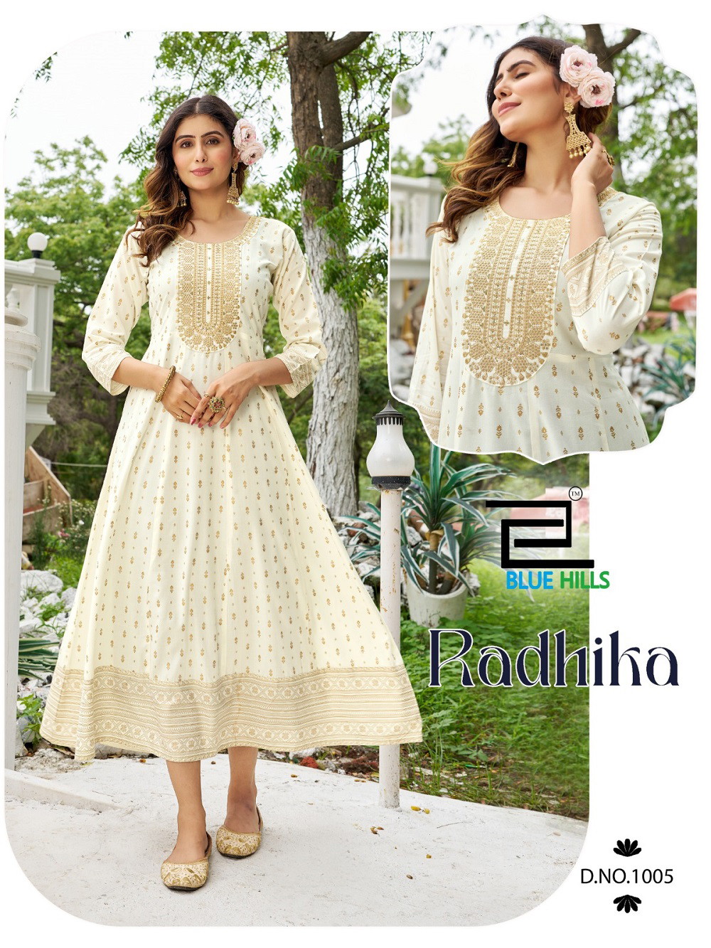 Blue Hills Radhika Rayon Foil Printed Anarkali Kurtis Catalog - Image 2