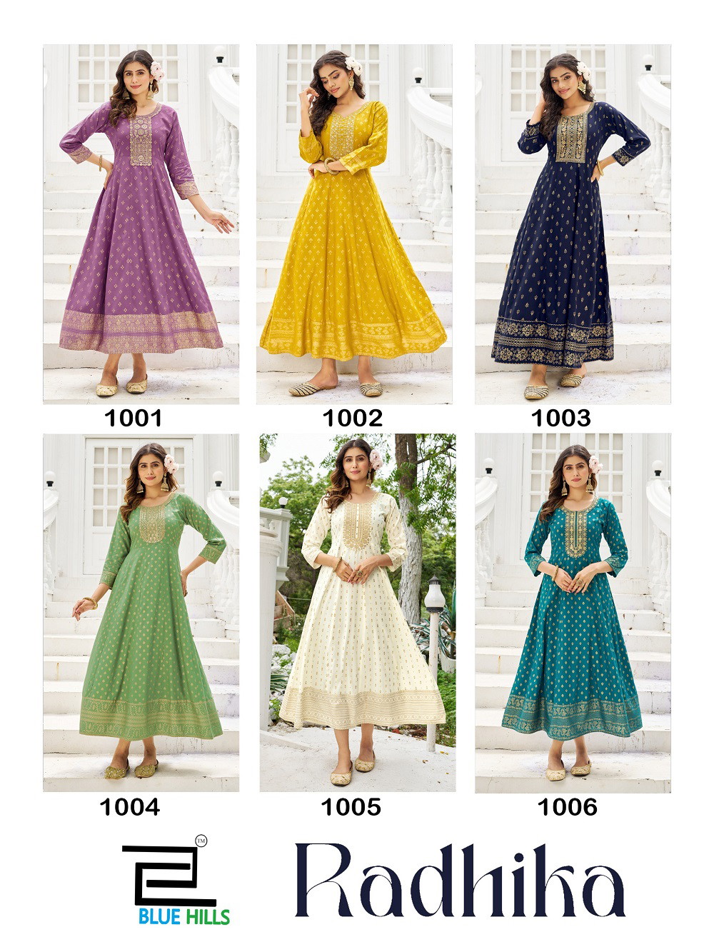 Blue Hills Radhika Rayon Foil Printed Anarkali Kurtis Catalog - Image 5