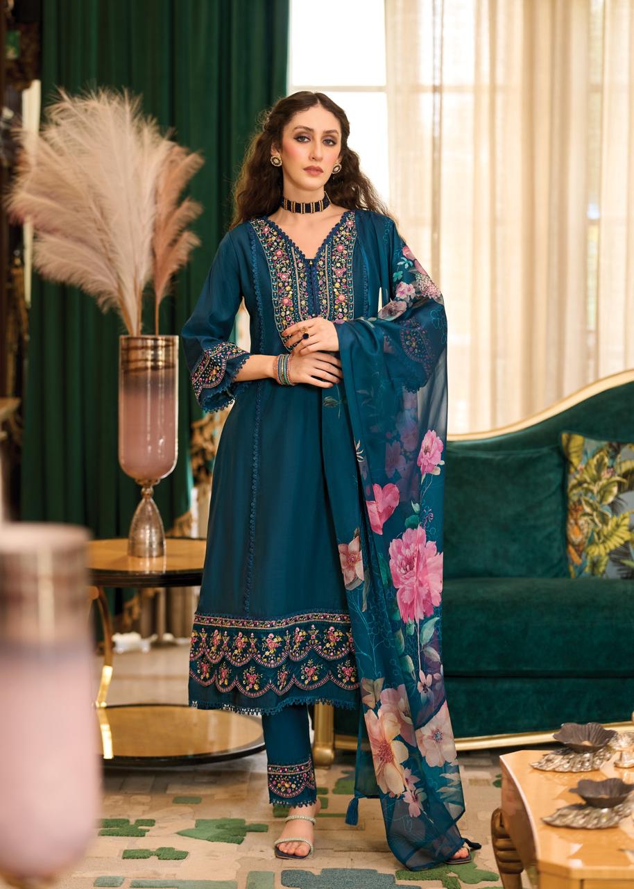Prm Amora Roman Silk Embroidered Readymade Set