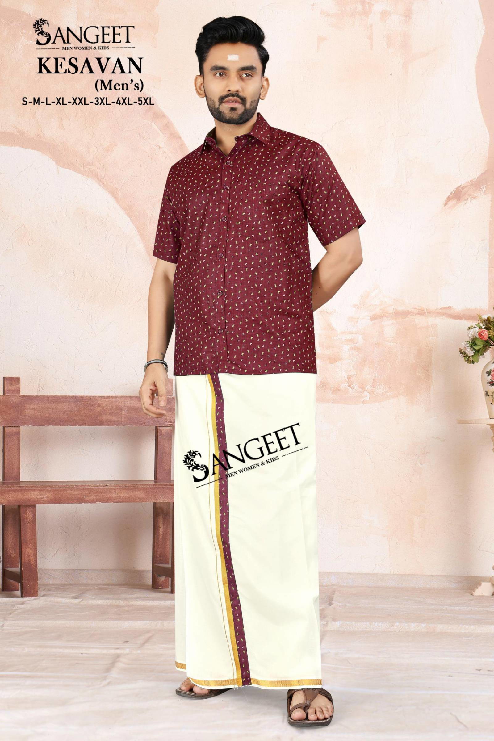 Sangeet Kesavan Mens Slub Cotton Shirt With Vesti Set - Image 6