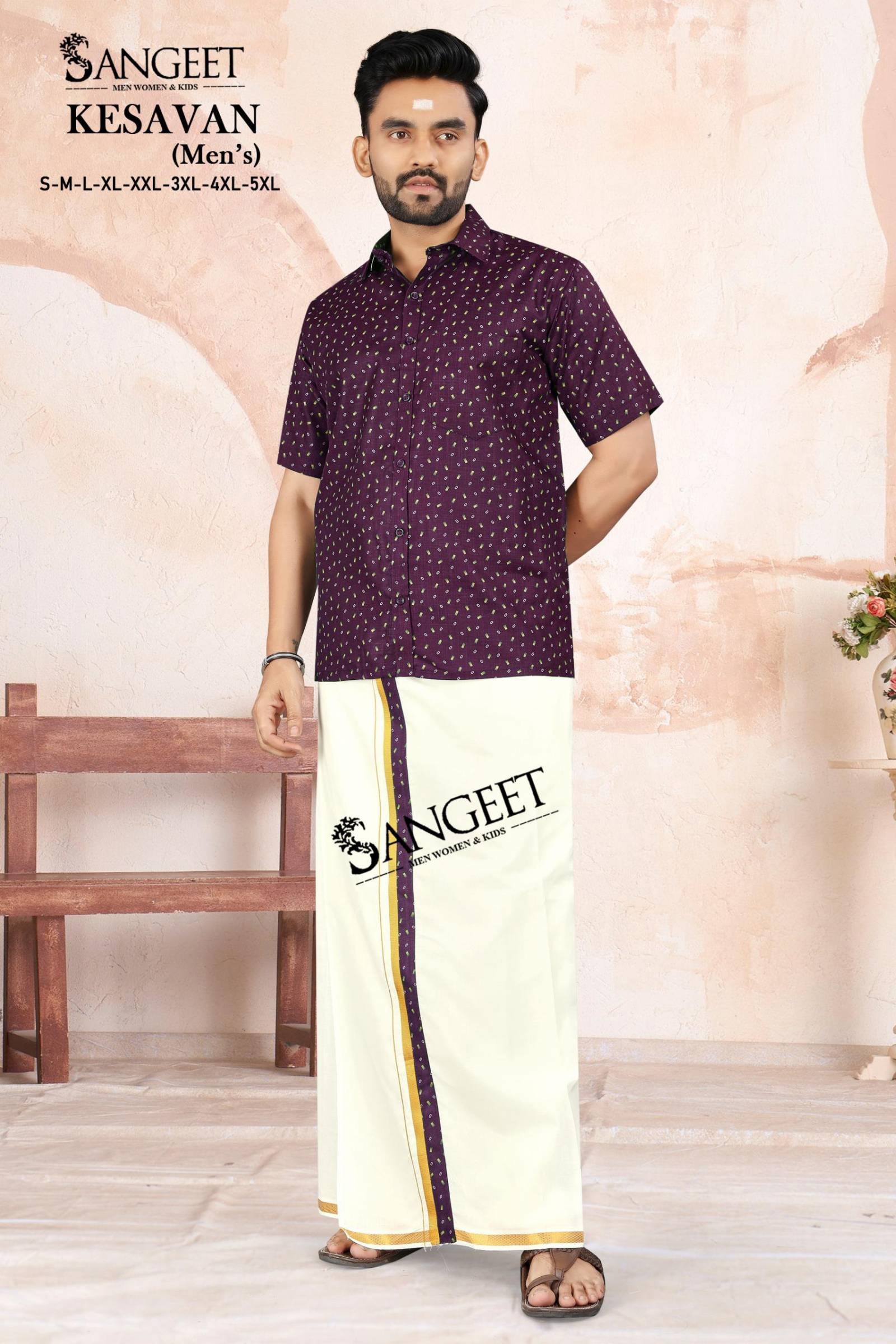 Sangeet Kesavan Mens Slub Cotton Shirt With Vesti Set - Image 2