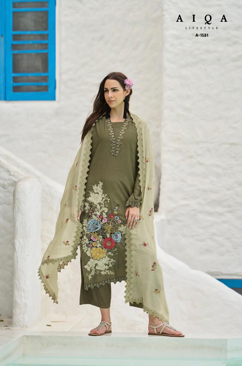 Aiqa Florence Bemberg Lilen Silk Salwar Suit Catalog - Image 5