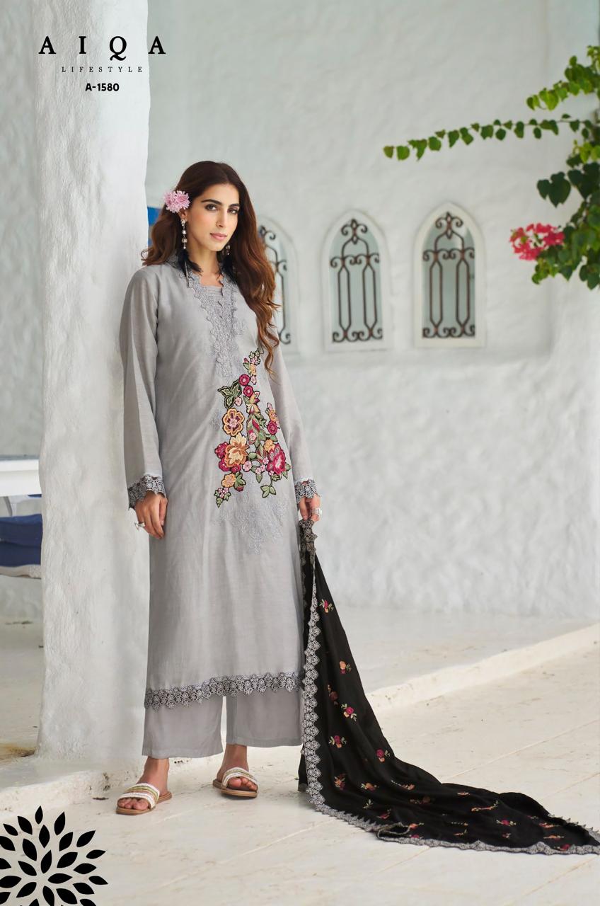 Aiqa Florence Bemberg Lilen Silk Salwar Suit Catalog - Image 4