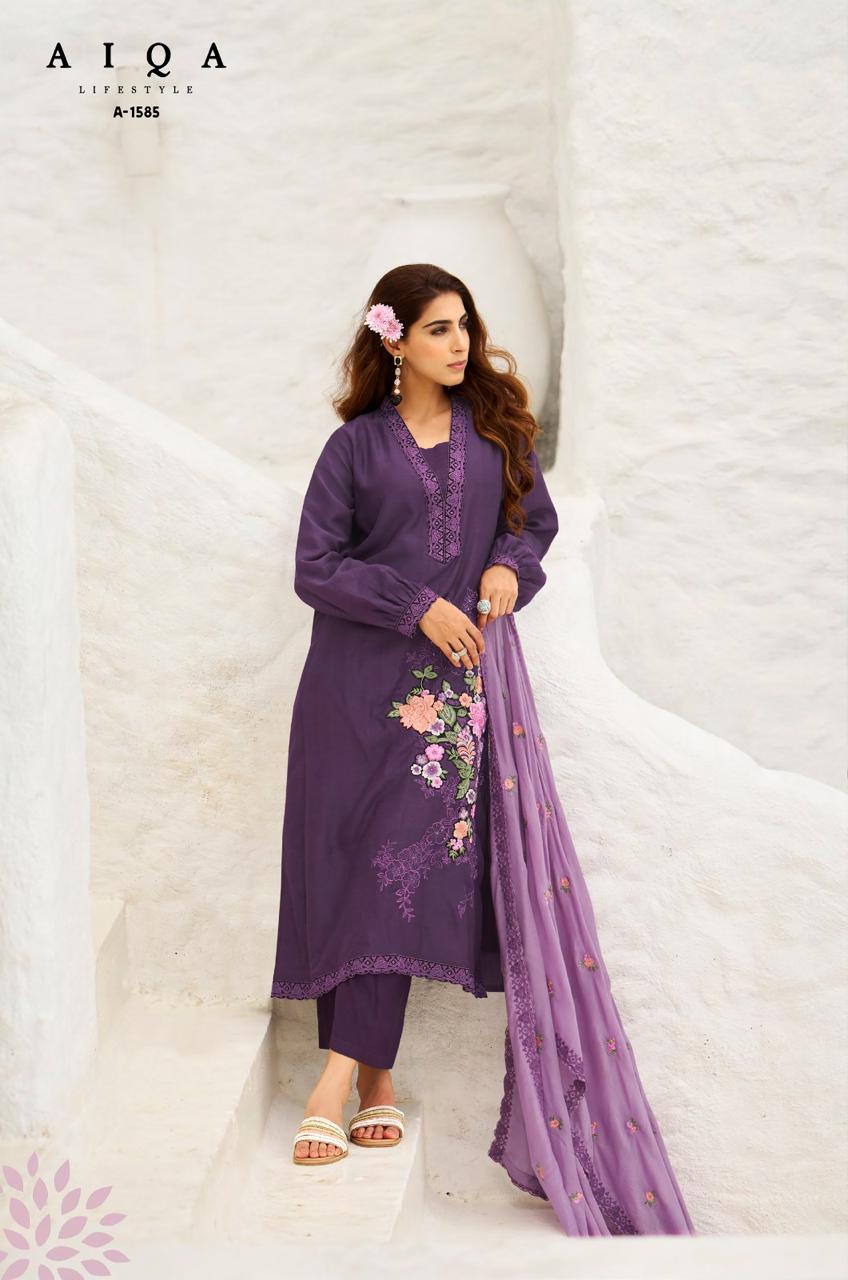 Aiqa Florence Bemberg Lilen Silk Salwar Suit Catalog - Image 8