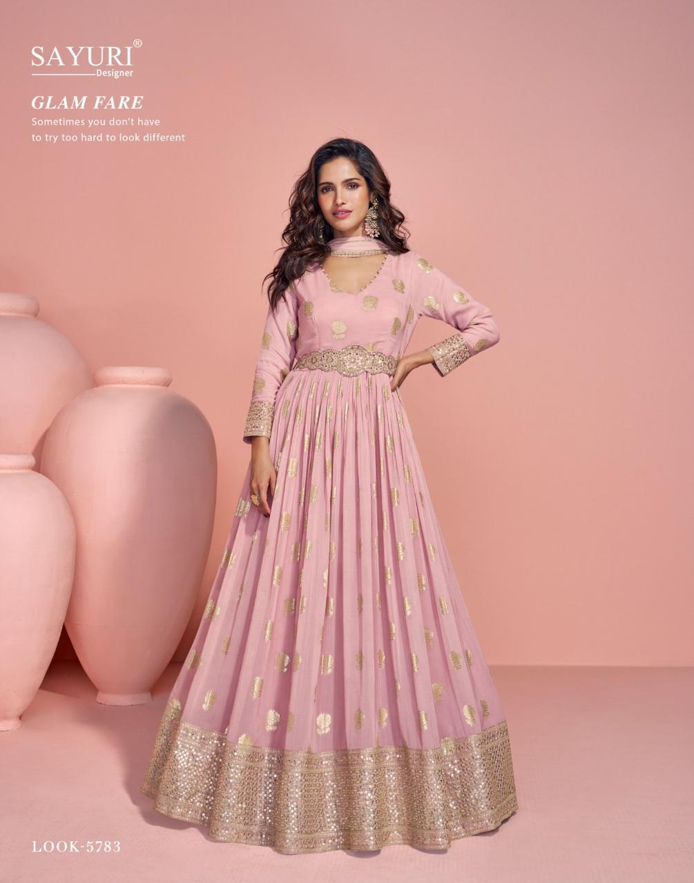 Sayuri Saheen Viscose Jacquard Embroidered Gown