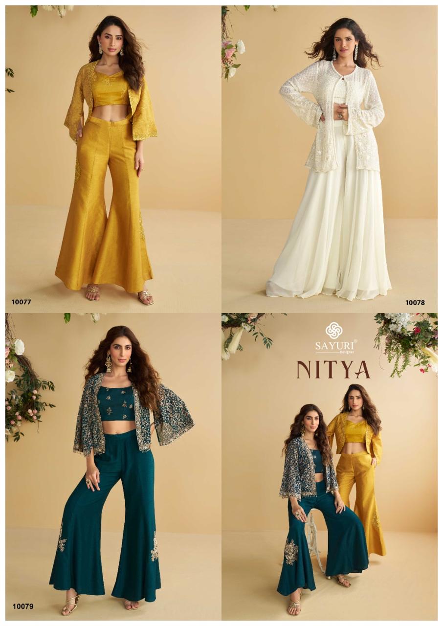 Sayuri Nitya Designer Silk Embroidered Indo Western Catalogue - Image 4