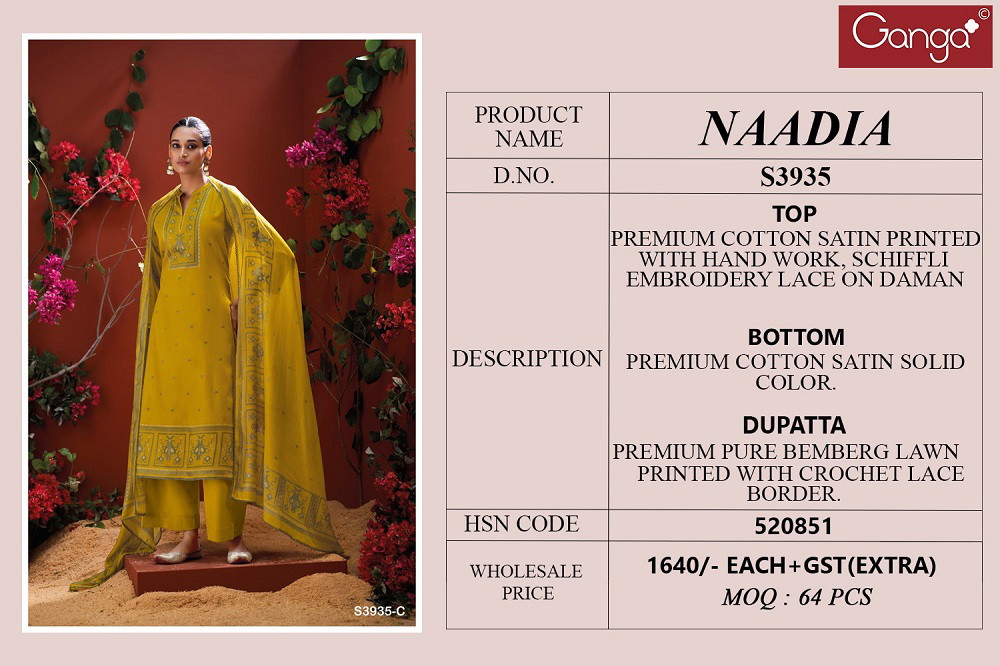 Ganga Naadia 3935 Satin Cotton Printed Salwar Suit - Image 6