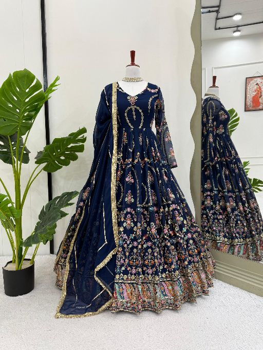 5000 Series Style 5917 Premium Foux Gorgette Embroidered Gown Catalog — Wholesale Readymade Suit, Vardan Ethnic wholesale from Surat - Gallery Image 6
