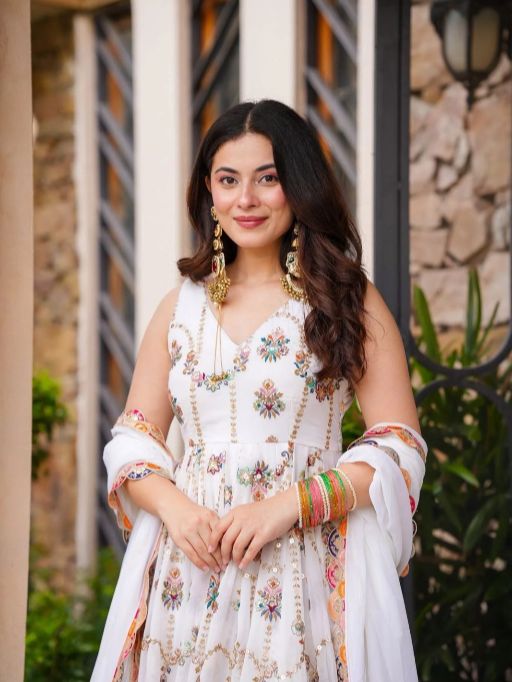 5000 Series Style 5917 Premium Foux Gorgette Embroidered Gown Catalog — Wholesale Readymade Suit, Vardan Ethnic wholesale from Surat - Gallery Image 11