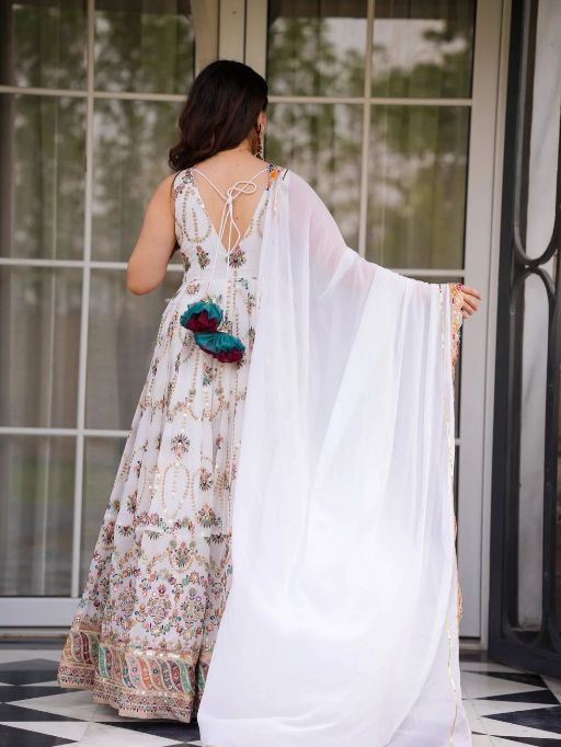 5000 Series Style 5917 Premium Foux Gorgette Embroidered Gown Catalog — Wholesale Readymade Suit, Vardan Ethnic wholesale from Surat - Gallery Image 12