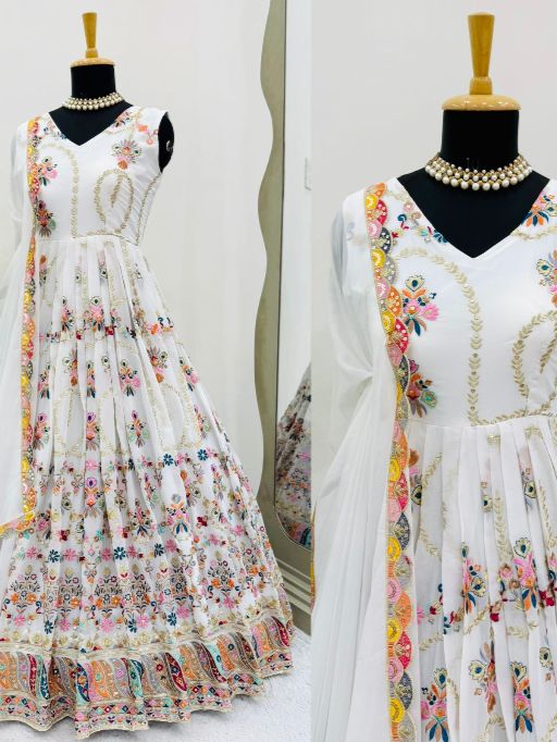5000 Series Style 5917 Premium Foux Gorgette Embroidered Gown Catalog — Wholesale Readymade Suit, Vardan Ethnic wholesale from Surat — view 13