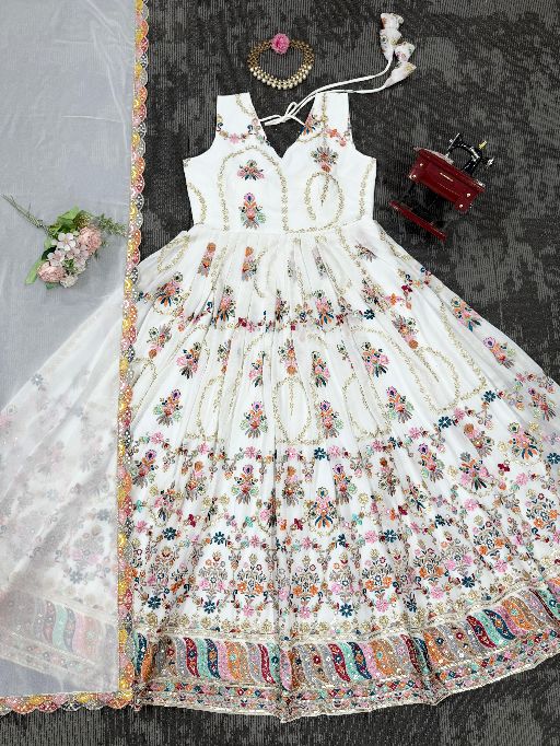 5000 Series Style 5917 Premium Foux Gorgette Embroidered Gown Catalog — Wholesale Readymade Suit, Vardan Ethnic wholesale from Surat - Gallery Image 2