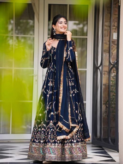 5000 Series Style 5917 Premium Foux Gorgette Embroidered Gown Catalog — Wholesale Readymade Suit, Vardan Ethnic wholesale from Surat — view 1