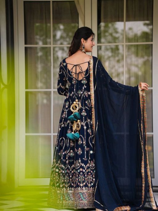 5000 Series Style 5917 Premium Foux Gorgette Embroidered Gown Catalog — Wholesale Readymade Suit, Vardan Ethnic wholesale from Surat - Gallery Image 4