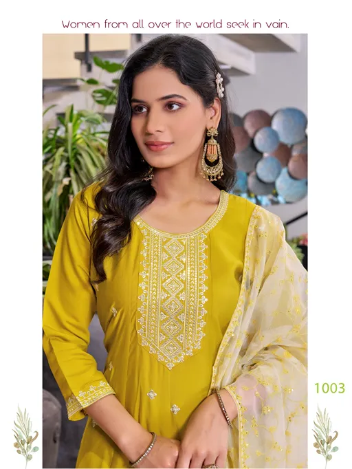 Aanchi Sweety Wholesale Roman Silk Anarkali Kurti With Bottom Dupatta - Image 7