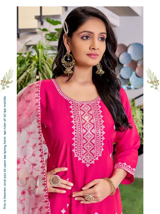 Aanchi Sweety Wholesale Roman Silk Anarkali Kurti With Bottom Dupatta - Image 2