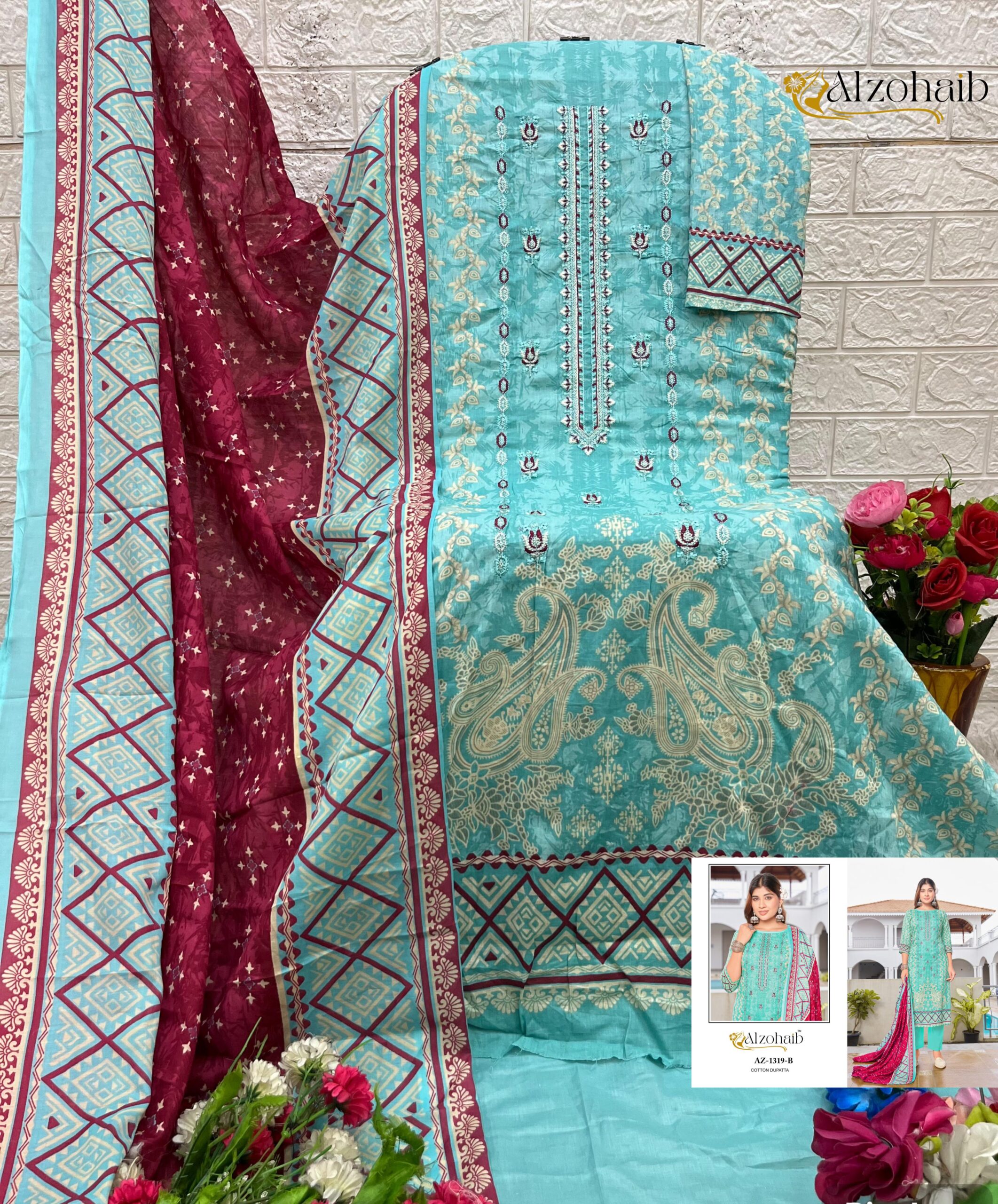 Alzohaib Lamhay Vol 2 Pakistani Cotton Salwar Kameez Collection