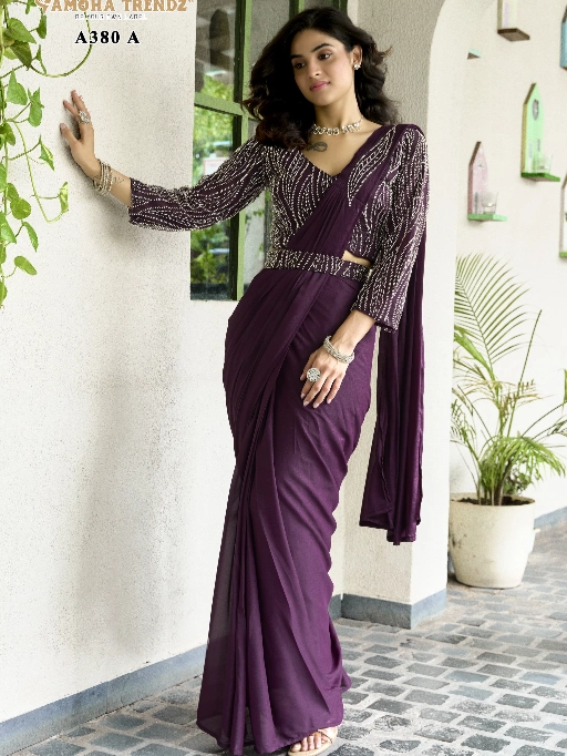 Amoha A380 Georgette Handwork Ready-to-Wear Saree