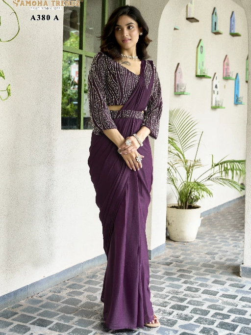 Amoha A380 Georgette Handwork Ready-to-Wear Saree - Image 2