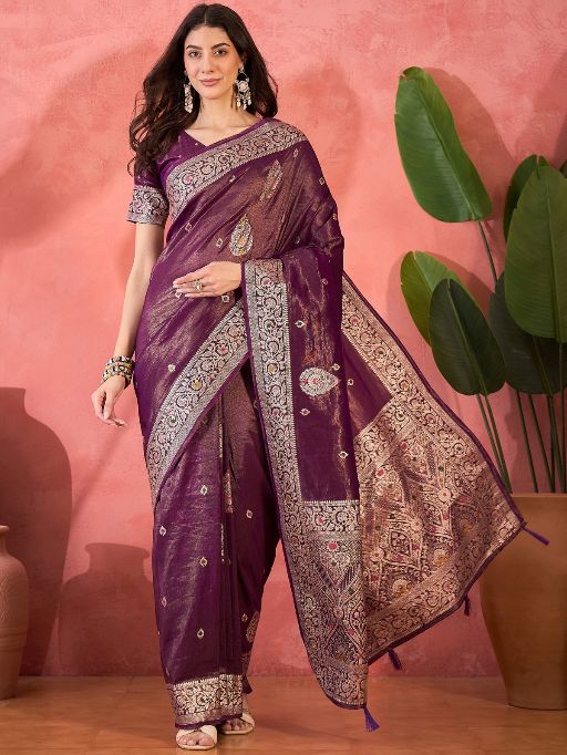 Cp 8249 Wholesale Shimmer Fancy Jecqaurd Worked Saree Collection