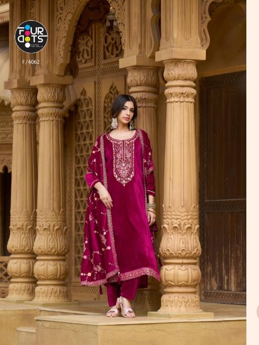 FOURDOTS Eleanor Wholesale Velvet Salwar Suit Heavy Work Collection