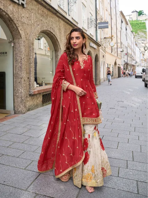 Gulkayra Rashmika Wholesale Readymade Designer Chinon Indo Wetsern Collection