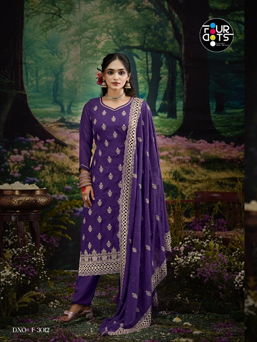 Fourdots Iria Glass Organza Dress Material Catalog