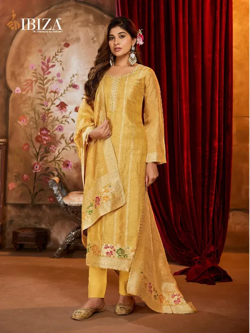 Ibiza Roop Wholesale Kosa Silk Jacquard Handwork Salwar Suit Collection - Image 2