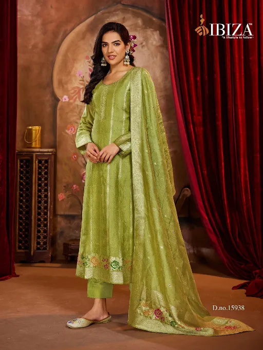 Ibiza Roop Wholesale Kosa Silk Jacquard Handwork Salwar Suit Collection - Image 3
