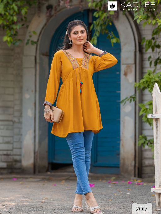 Kadlee Centuri Vol 3 Wholesale Rayon Wrinkle Kurti Collection - Image 6