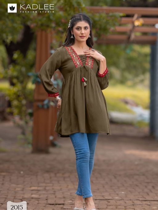 Kadlee Centuri Vol 3 Wholesale Rayon Wrinkle Kurti Collection - Image 2