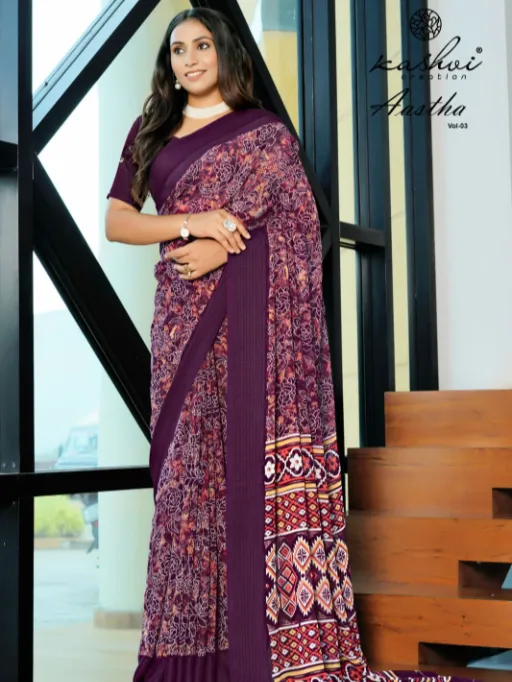 Kashvi Aastha Vol 3 Wholesale Georgette Jacquard Printed Saree Collection - Image 4
