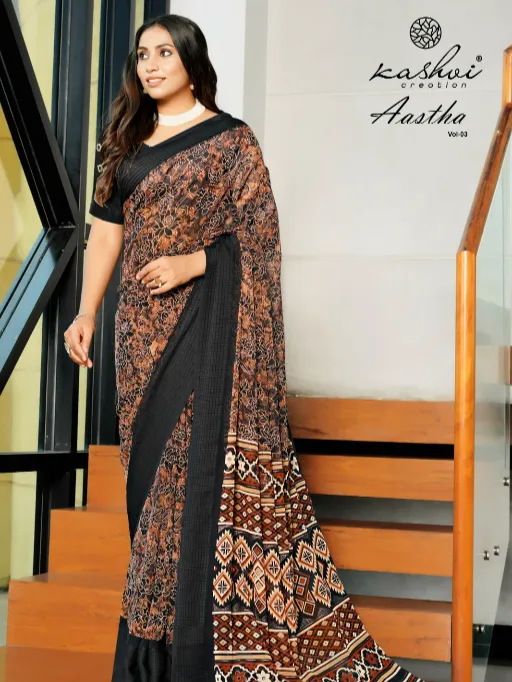 Kashvi Aastha Vol 3 Wholesale Georgette Jacquard Printed Saree Collection - Image 6
