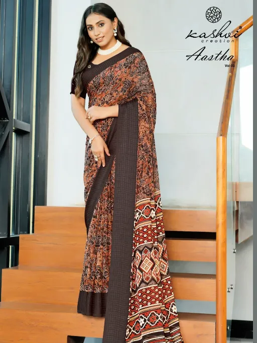 Kashvi Aastha Vol 3 Wholesale Georgette Jacquard Printed Saree Collection - Image 7