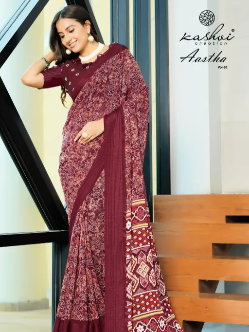 Kashvi Aastha Vol 3 Wholesale Georgette Jacquard Printed Saree Collection - Image 8