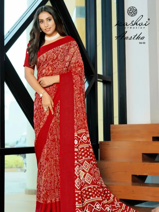 Kashvi Aastha Vol 3 Wholesale Georgette Jacquard Printed Saree Collection - Image 2