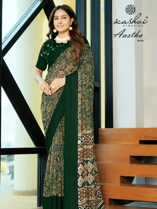Kashvi Aastha Vol 3 Wholesale Georgette Jacquard Printed Saree Collection