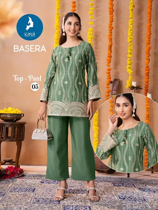 Kaya Basera Chinon Designer Kurti With Bottom Wholesale Collection