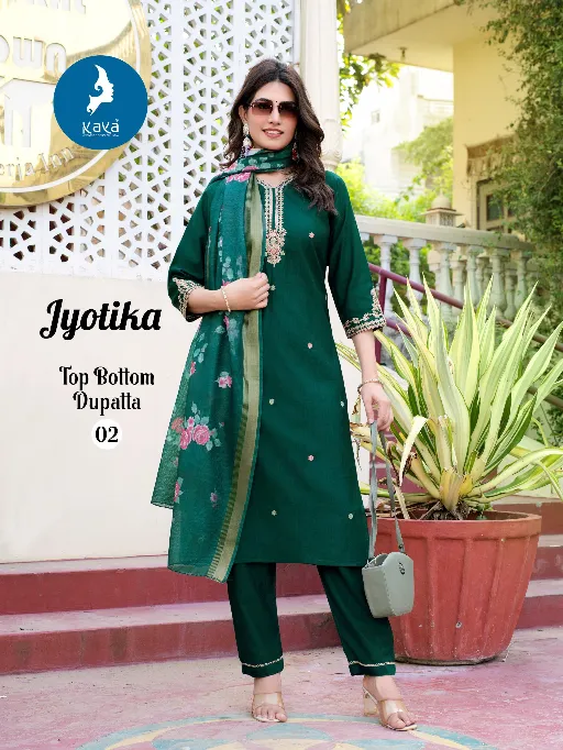 Kaya Kurti Jyotika Wholesale Vertican Silk Kurti with Bottom Dupatta