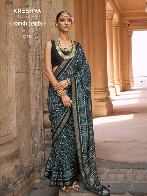 Kreshva Sankh Patola Pv Silk Designer Saree Collection - Image 3