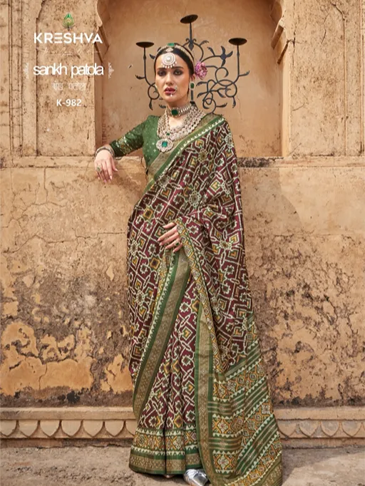 Kreshva Sankh Patola Pv Silk Designer Saree Collection - Image 4