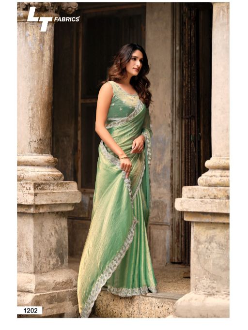 L.T. Fashions Classic Vol. 12 Wholesale NC Malai Silk Embroidery Saree Catalog - Image 5