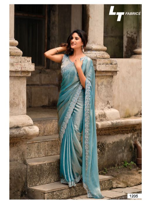 L.T. Fashions Classic Vol. 12 Wholesale NC Malai Silk Embroidery Saree Catalog - Image 7