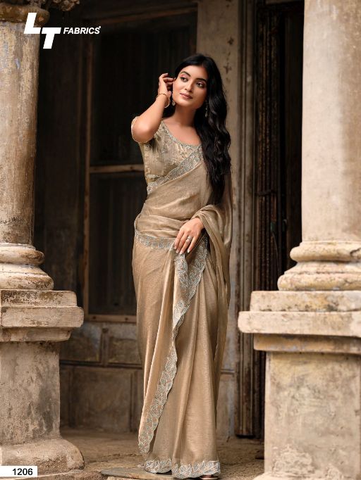 L.T. Fashions Classic Vol. 12 Wholesale NC Malai Silk Embroidery Saree Catalog - Image 11