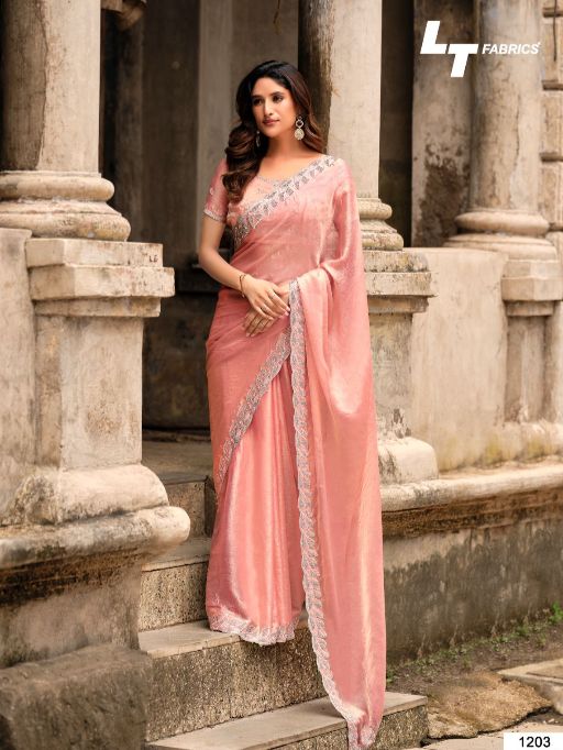 L.T. Fashions Classic Vol. 12 Wholesale NC Malai Silk Embroidery Saree Catalog